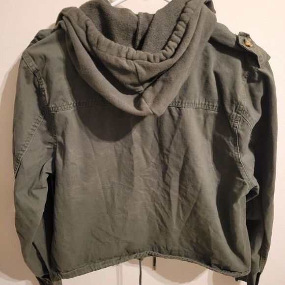 Ashley‎ 26 International Jacket Womens L Green Utility Hooded Cropped Trendy - Picture 15 of 16